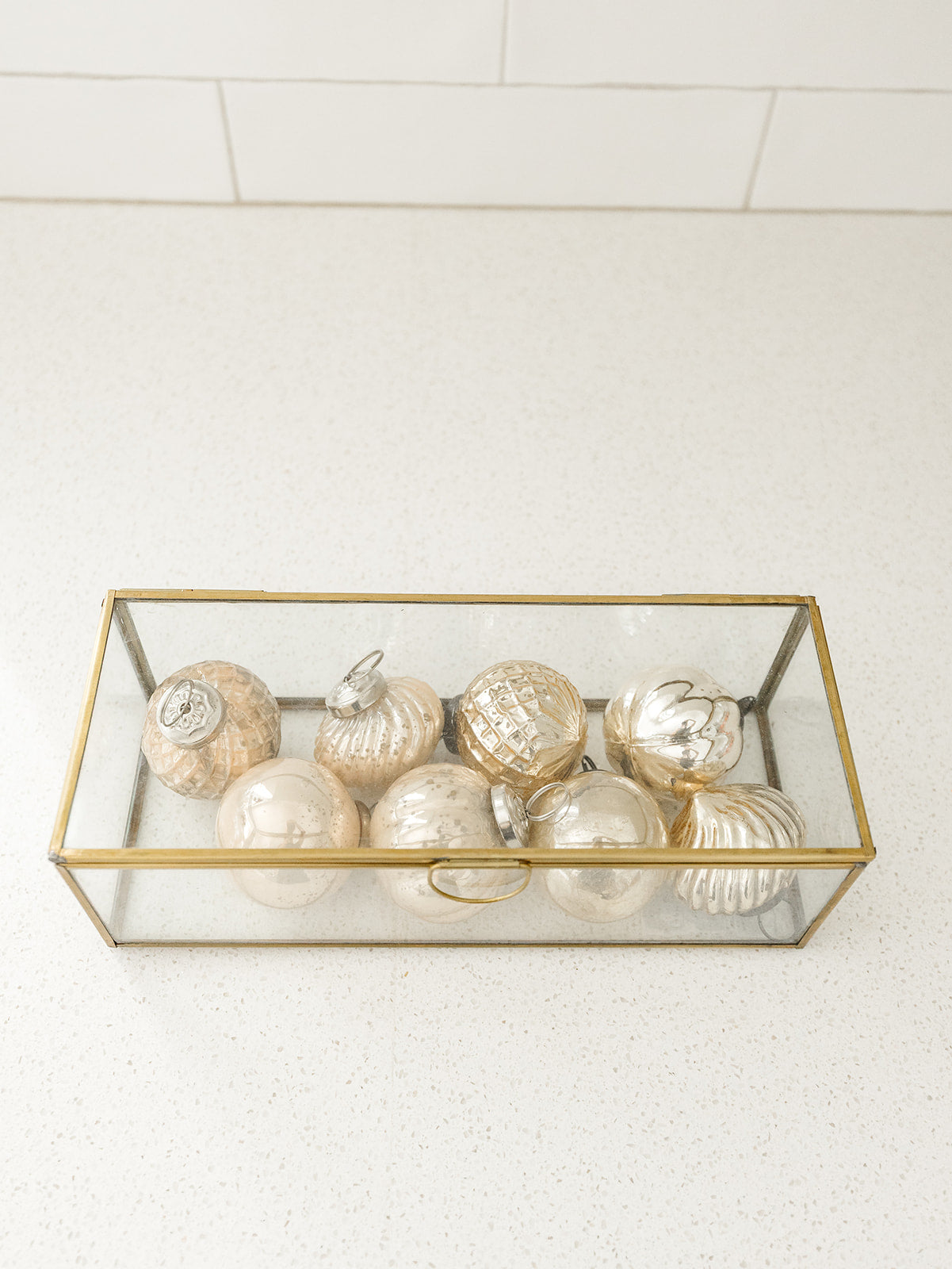 Embossed Mercury Ornaments in Display Box - 2 Colors