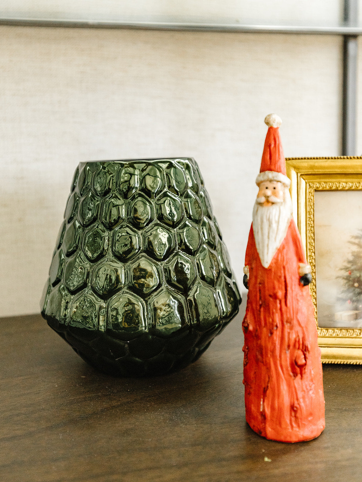 Embossed Green Mercury Candle Holder/Mini Vase