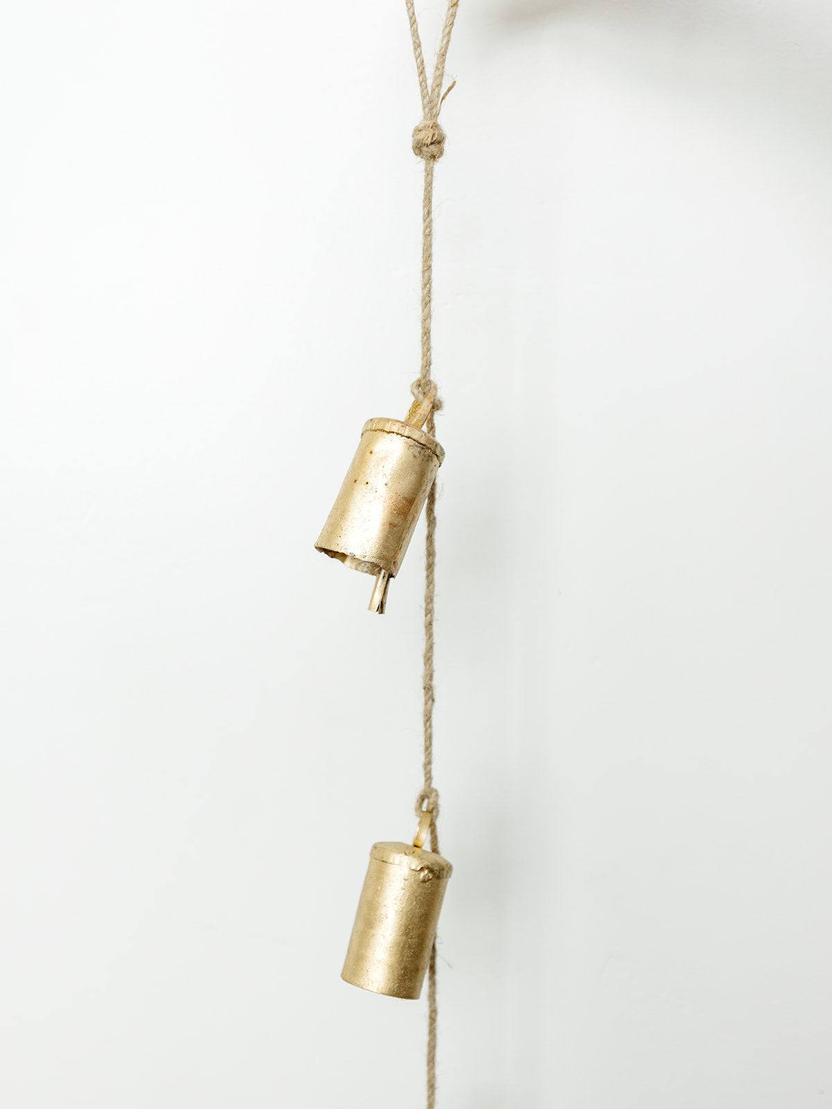 Antique Brass Bells on Jute - 28"