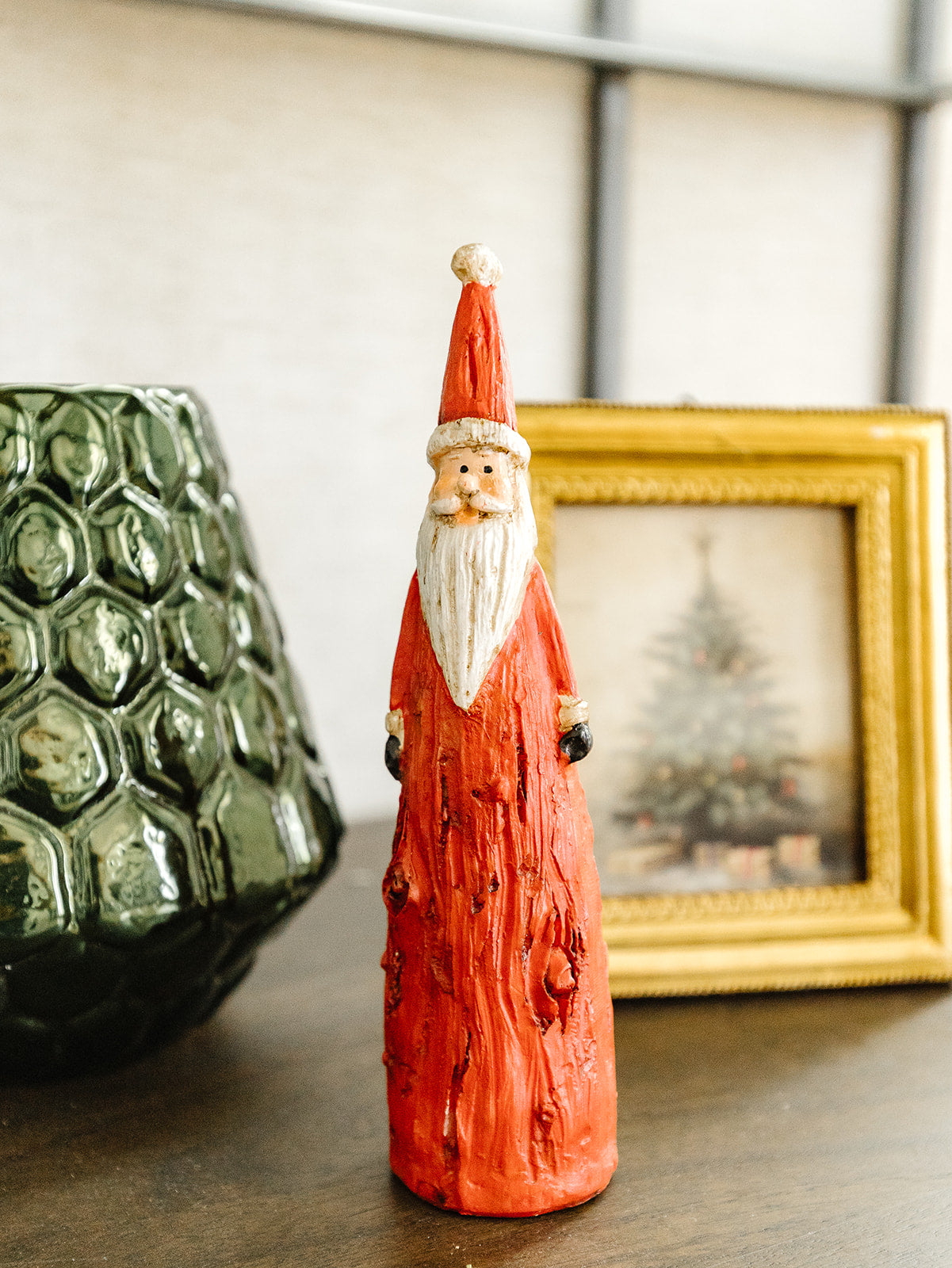 Wood Carved Red Santa - 3 Styles