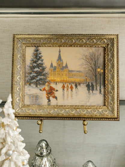 Skating Santa Framed Art - 2 Sizes