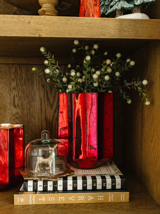 Speckled Red Mercury Glass Star Containers - 3 Sizes
