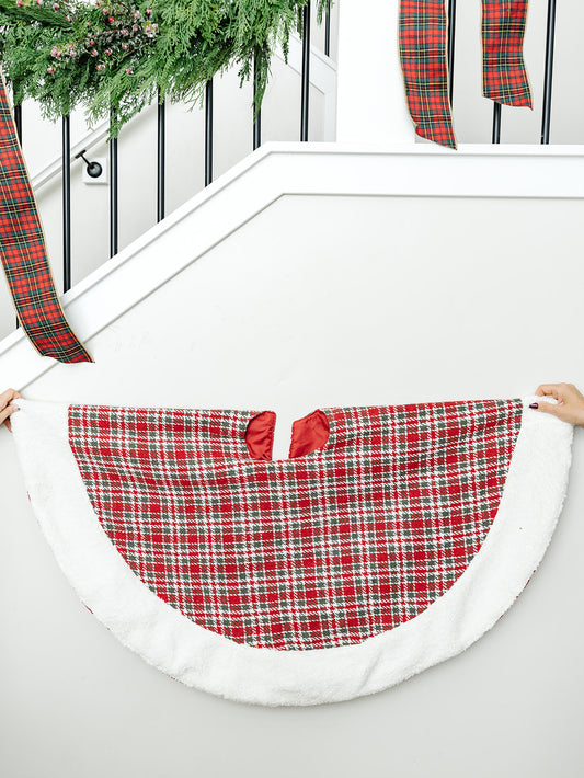 Red and Green Plaid with Fleece Skirt - 48"