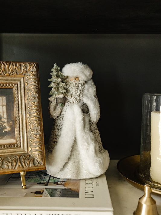 Fur Trimmed Gray Knit Santa