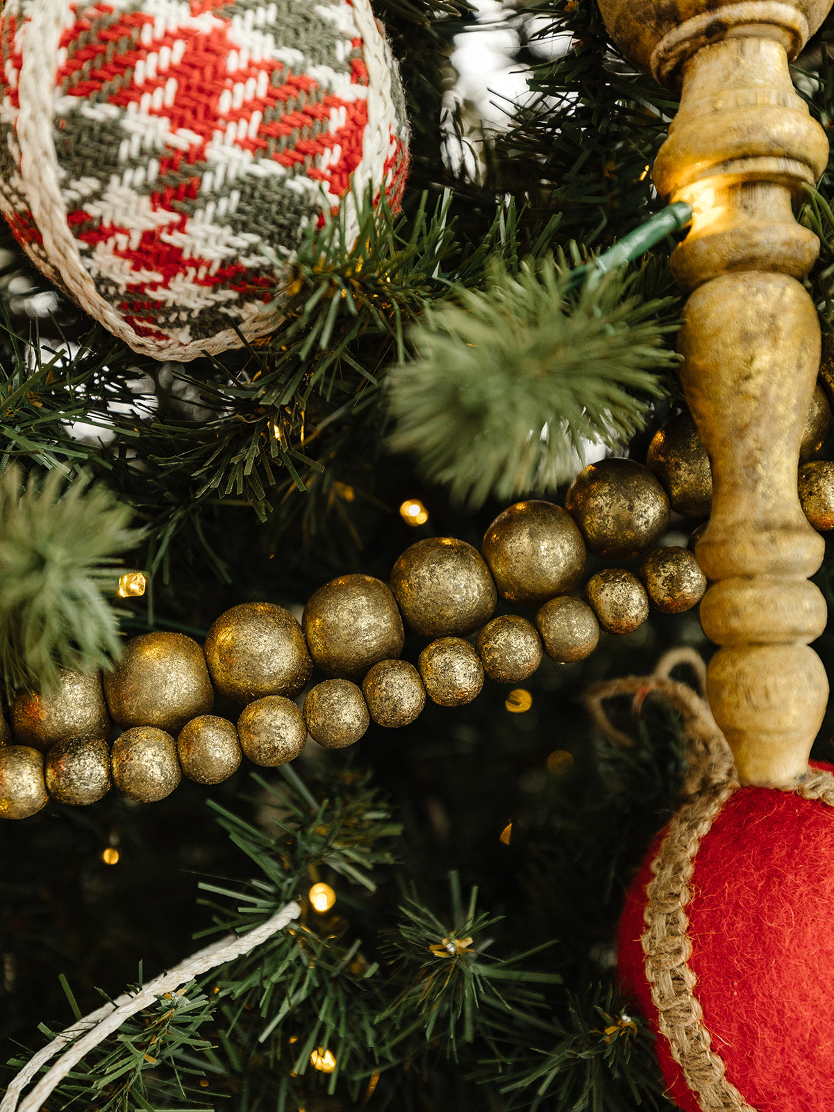 Gold Wood Bead Garland 6' - 2 Sizes