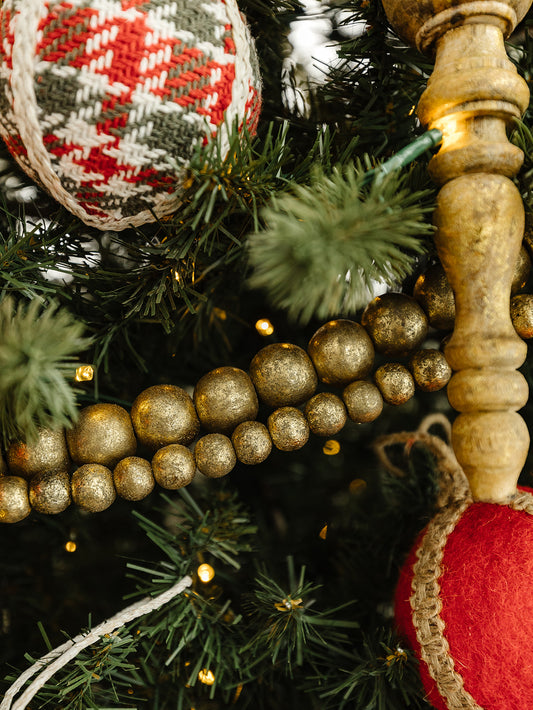 Gold Wood Bead Garland 6' - 2 Sizes