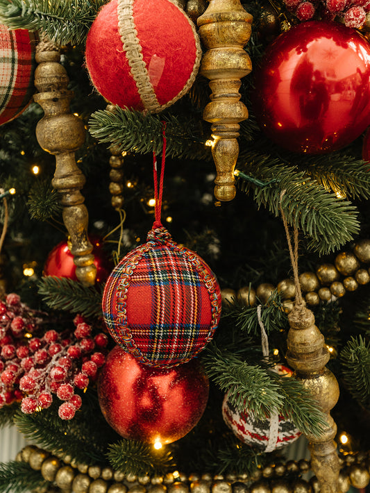 Red Mixed Plaid Ornament - 5"