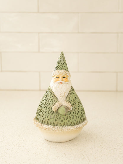 Round Green and Gold Santa - 6.75"