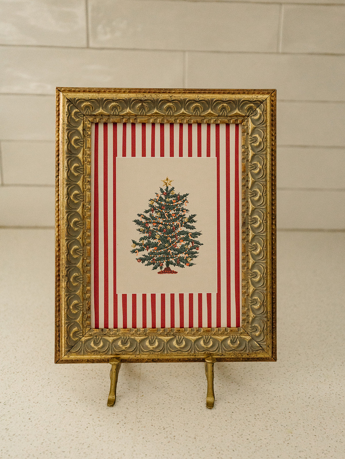 Red Striped Tree Framed Art - 2 Sizes