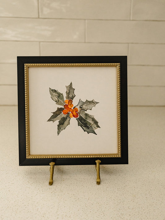Christmas Holly Leaves Framed Art - 2 Sizes
