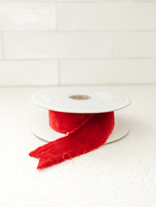 Red Velvet Frayed Ribbon