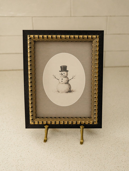 Oval Snowman Framed Art - 3 Sizes