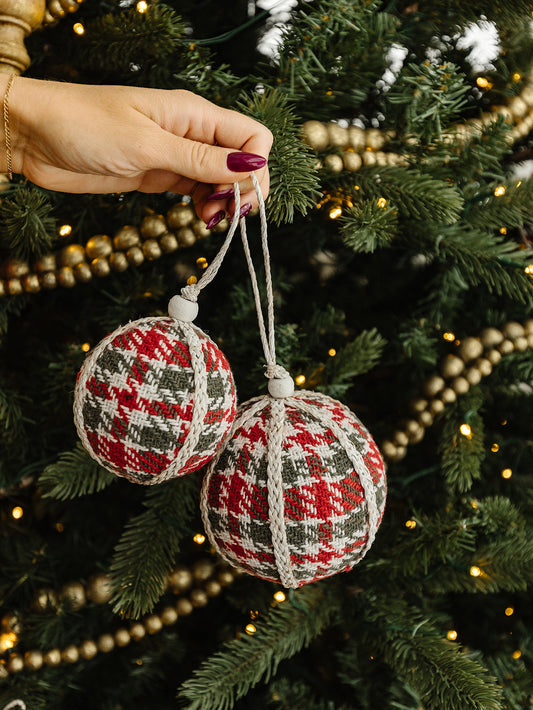 Plaid Red and Green Ornament - 2 Sizes