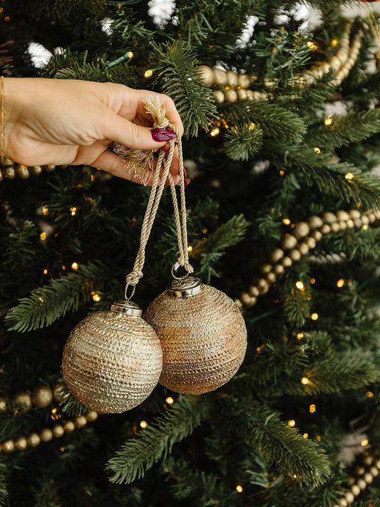 Antique Silver Embossed Ornament - 2 Sizes