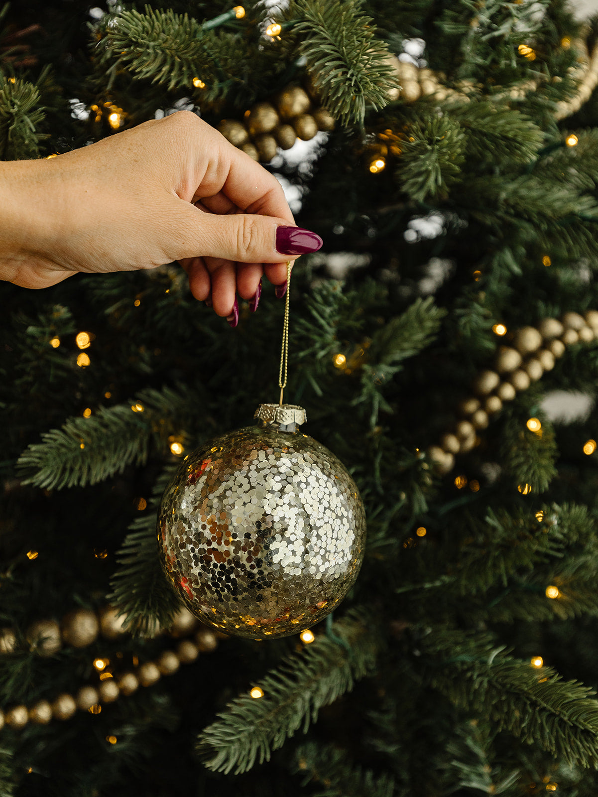 Confetti Glass Ball Ornament in Gold