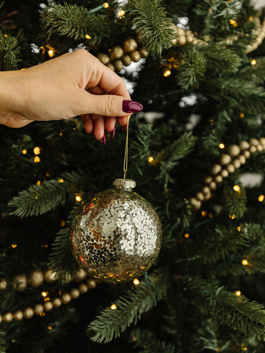 Confetti Glass Ball Ornament in Gold