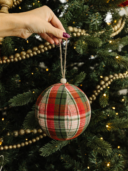 Red and Green Plaid Ornament - 6"