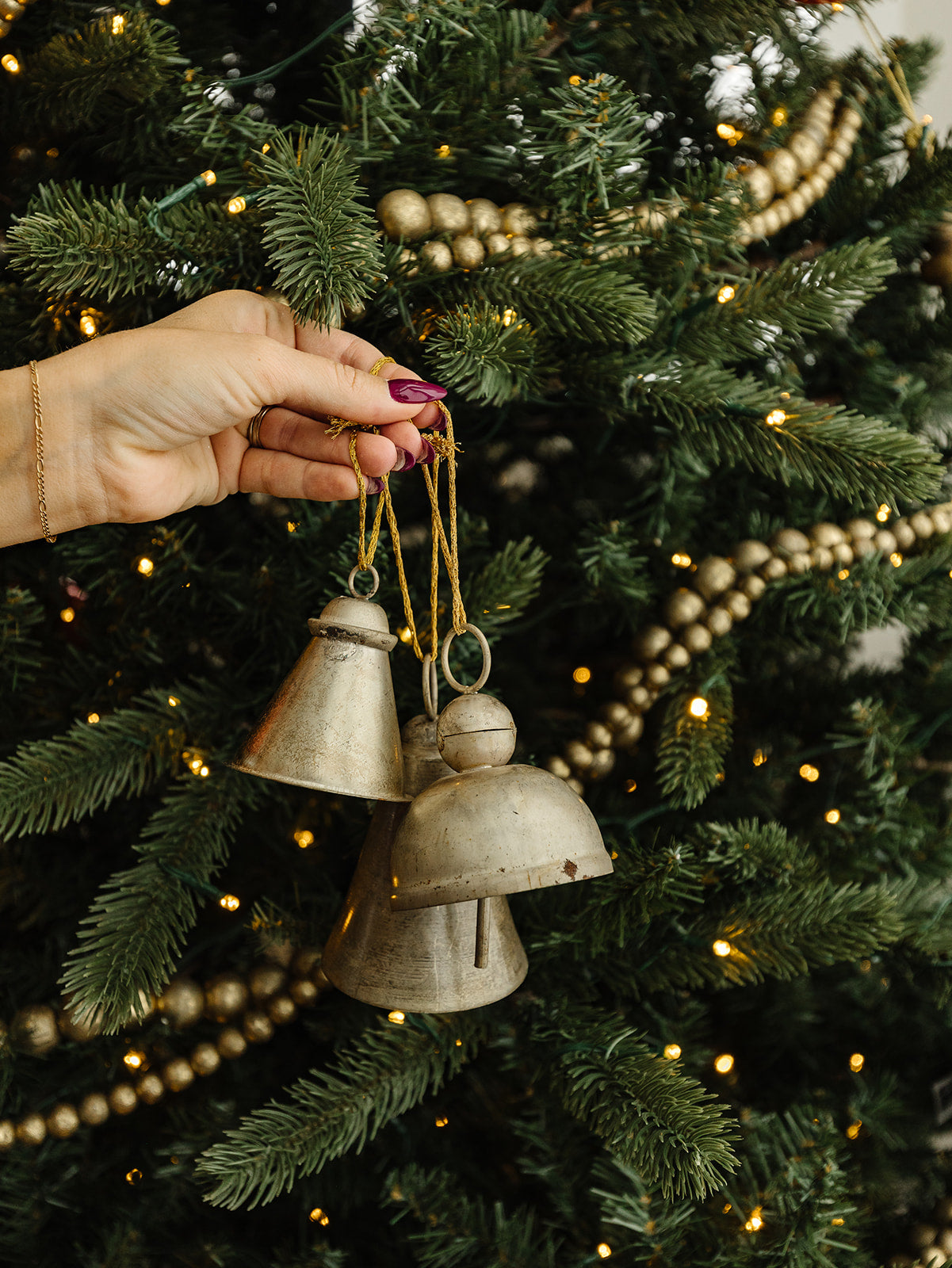Distressed set of 3 Pewter Bells