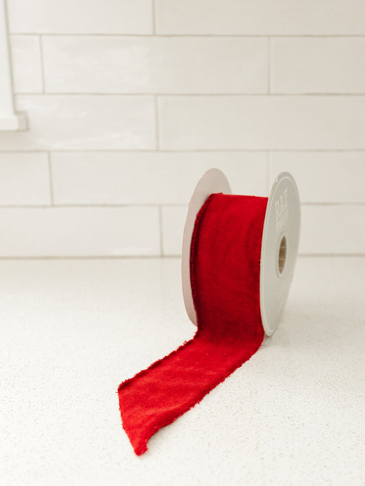Velvet Frayed Edge Ribbon - 3 Colors