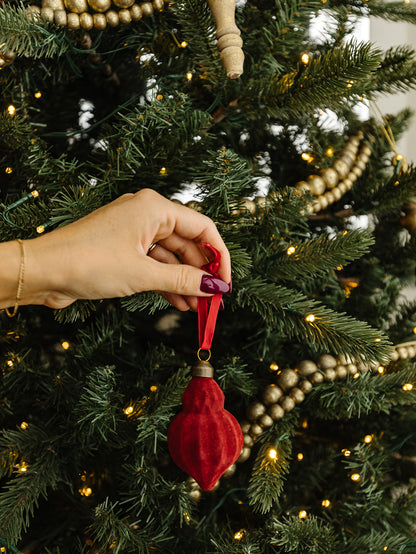 Set of 3 Burgundy Textured Ornaments - 4"