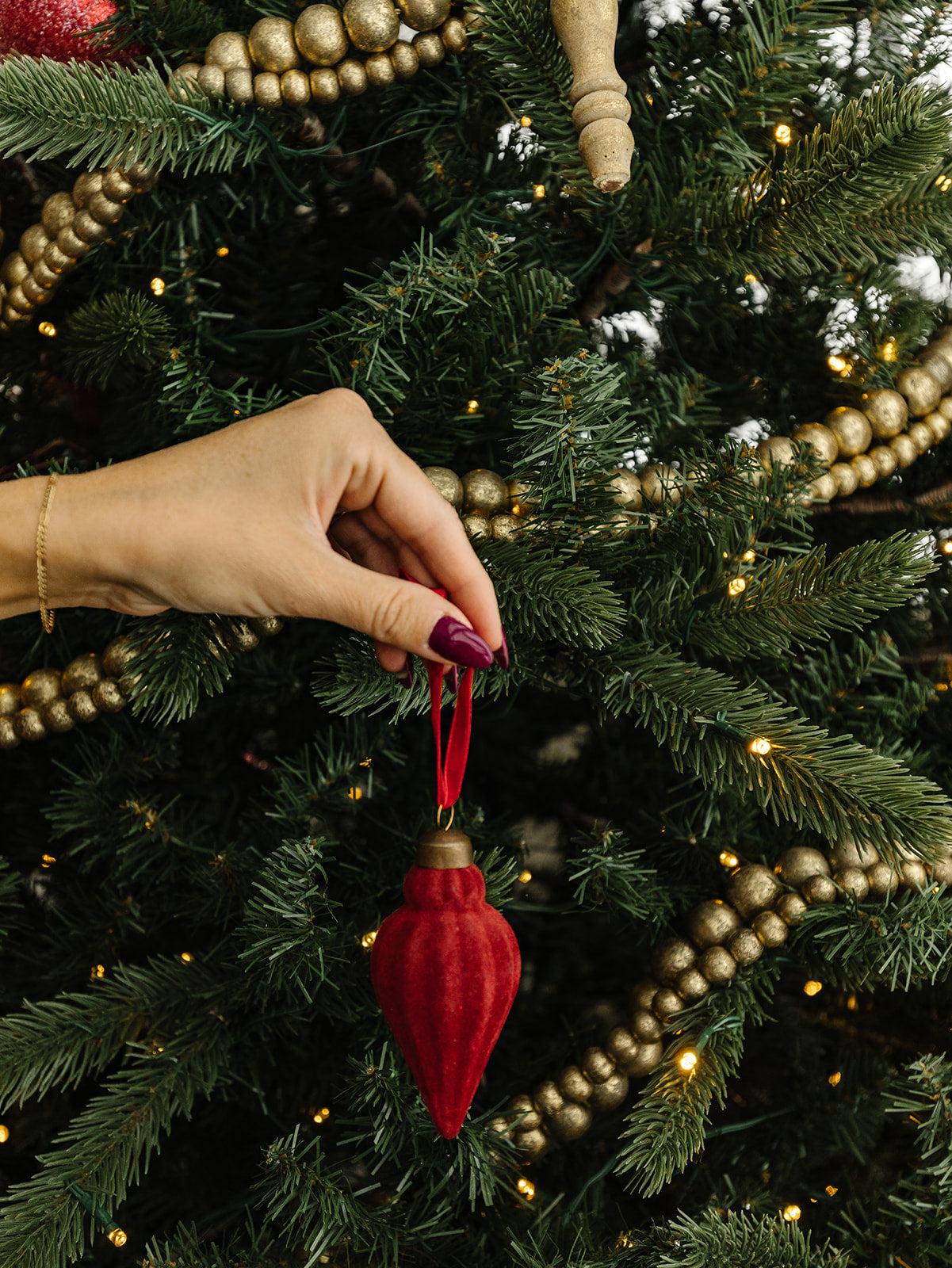 Set of 3 Burgundy Textured Ornaments - 4"