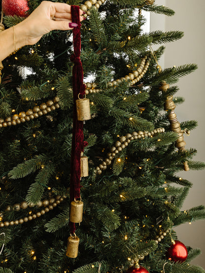 Bell cluster with Burgundy Ribbon - 25"