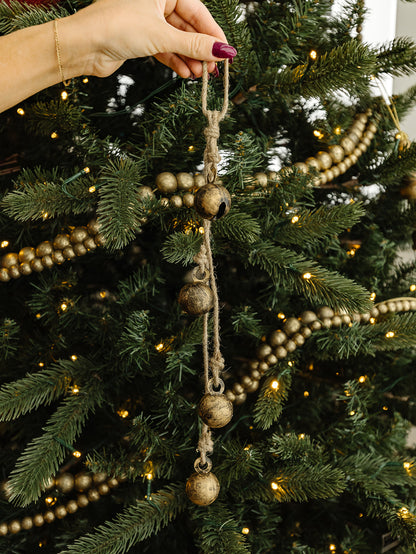 Antique Brass Hanging Jingle Bells - 11.5"