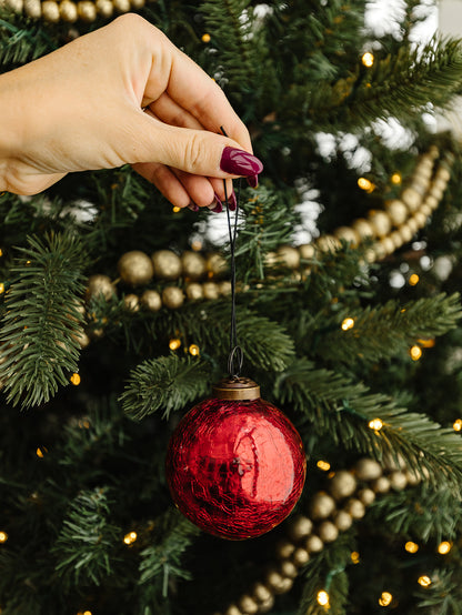 Crackled Glass Ornament 3" - 2 Colors