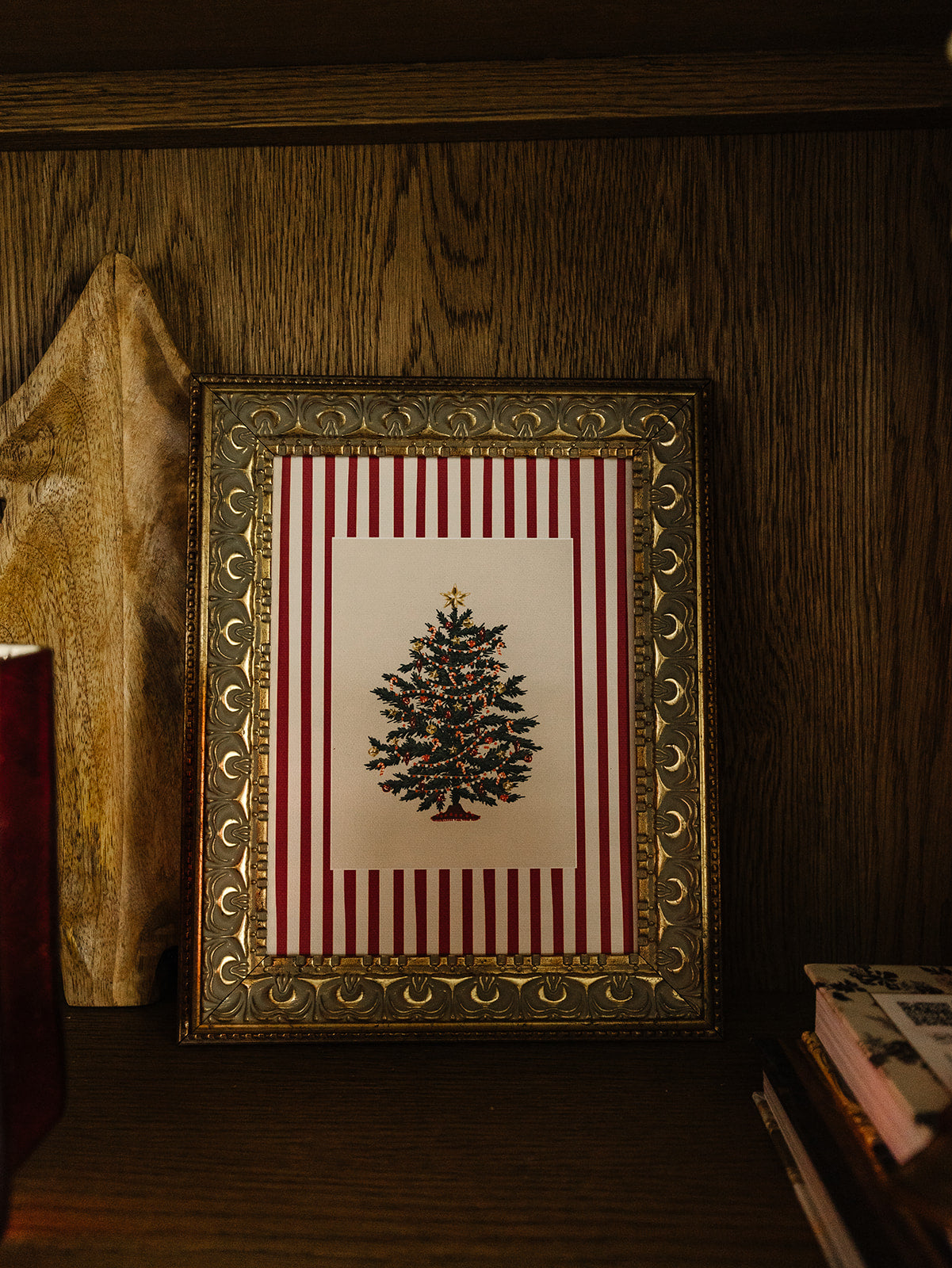 Red Striped Tree Framed Art - 2 Sizes
