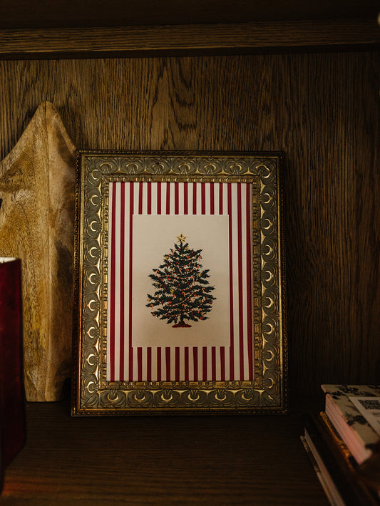 Red Striped Tree Framed Art - 2 Sizes
