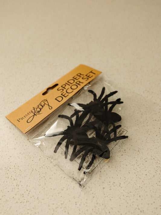 Black Flocked Spider Set