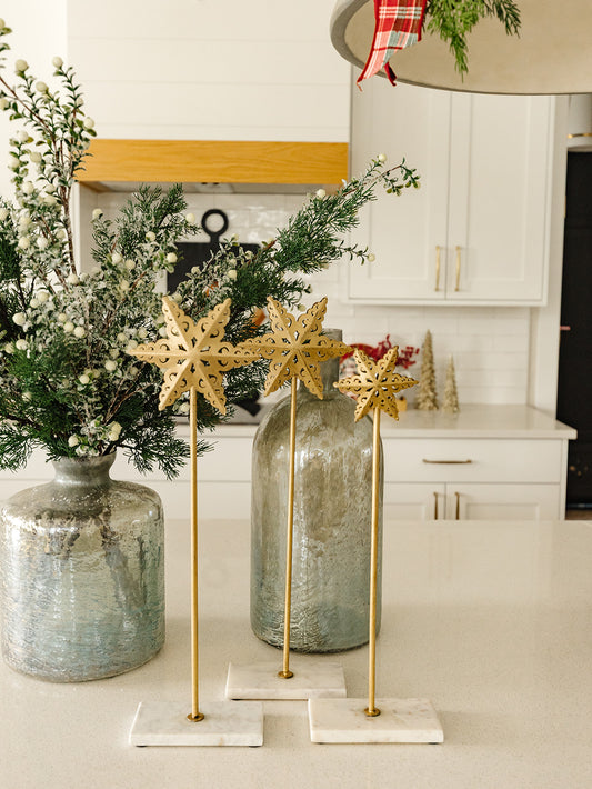 Gold Metal Stars on Marble Base - Set of 3