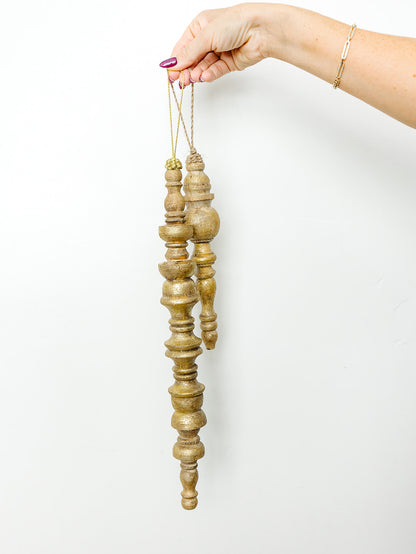 Antique Gold Wood Finial Ornament - 2 Sizes