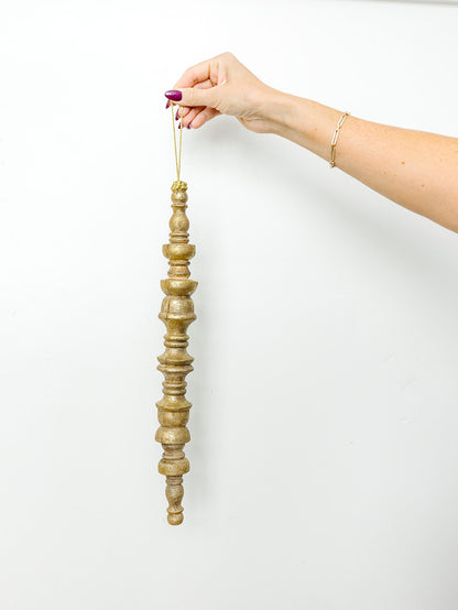 Antique Gold Wood Finial Ornament - 2 Sizes