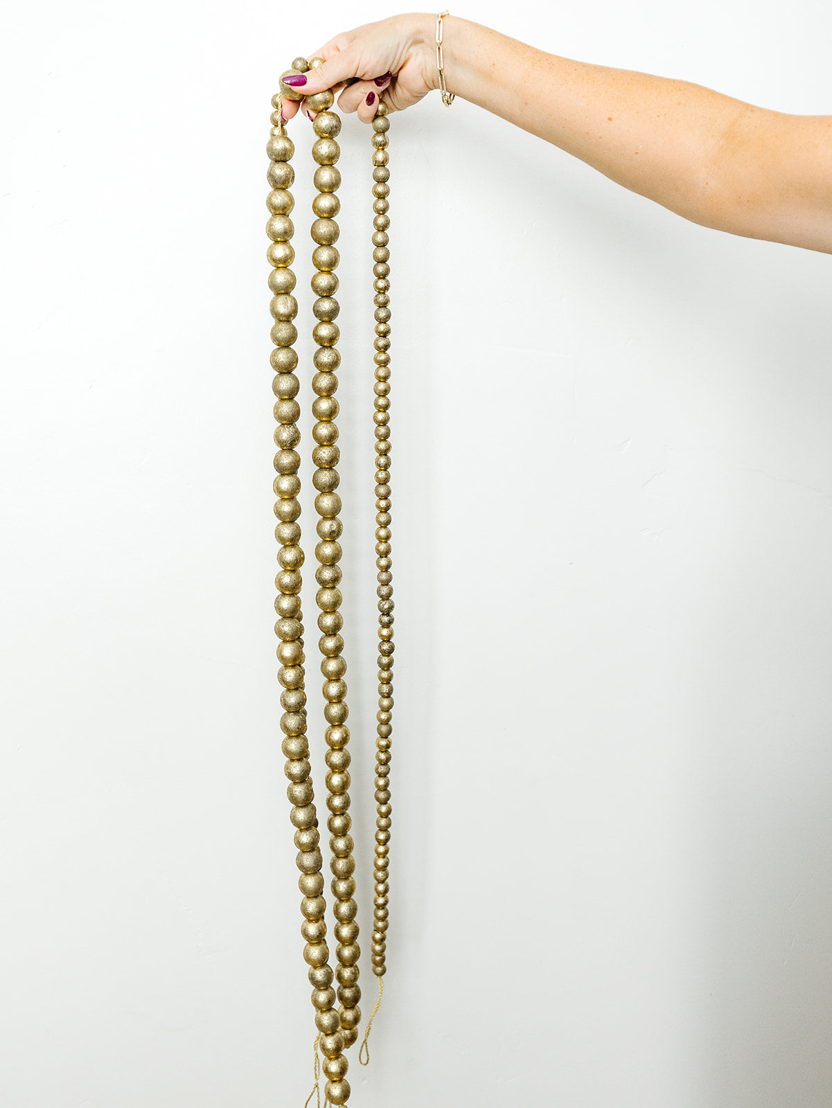 Gold Wood Bead Garland 6' - 2 Sizes