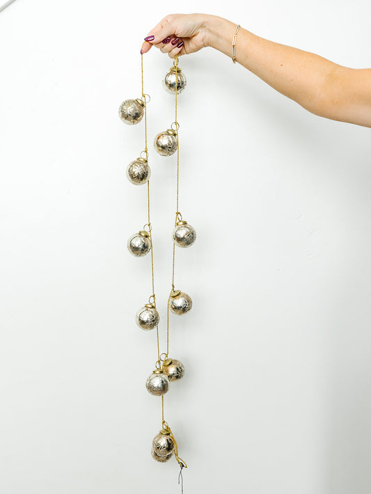 Etched Antique Gold Mercury Ornament Garland - 72"