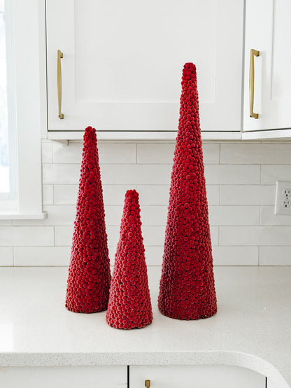 Icy Red Berry Cone Tree - 3 Sizes