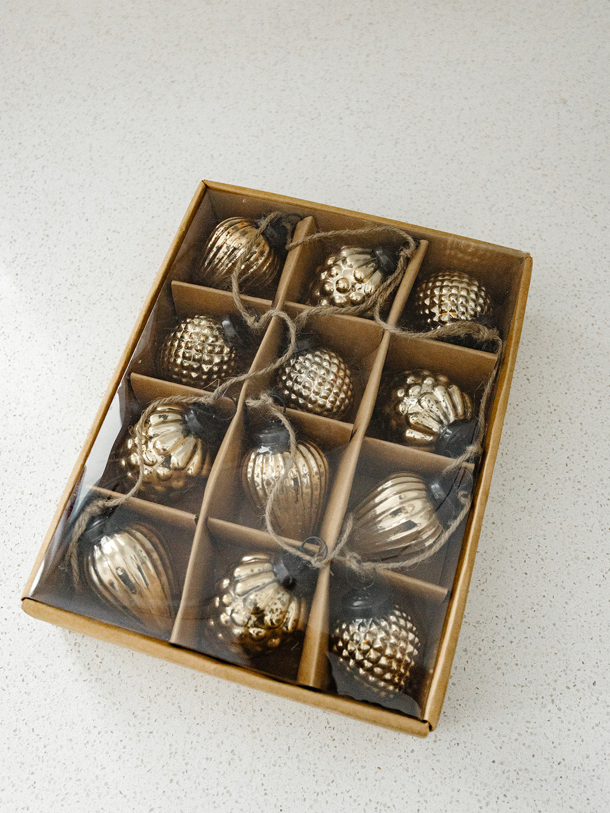 Box of 12 - 3" Mercury Ornaments - Gold