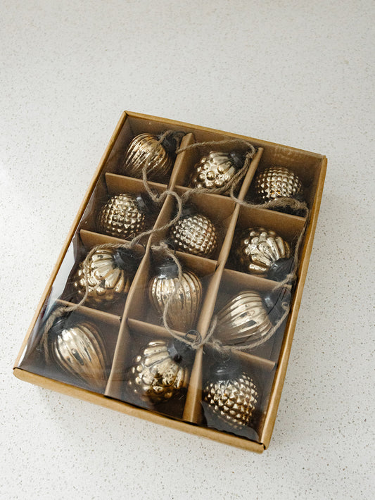 Box of 12 - 3" Mercury Ornaments - Gold