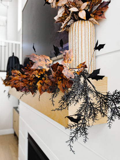 Bat Orange/Black Maple Leaf Spray - 36"