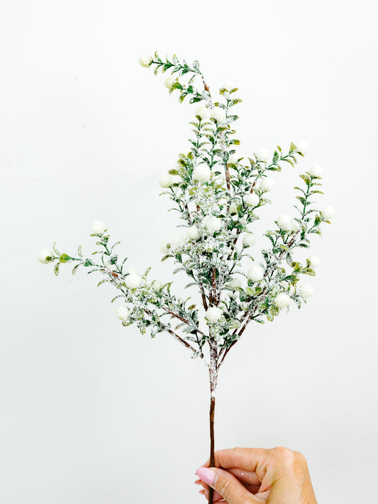Snowy White Berry Spray - 21"