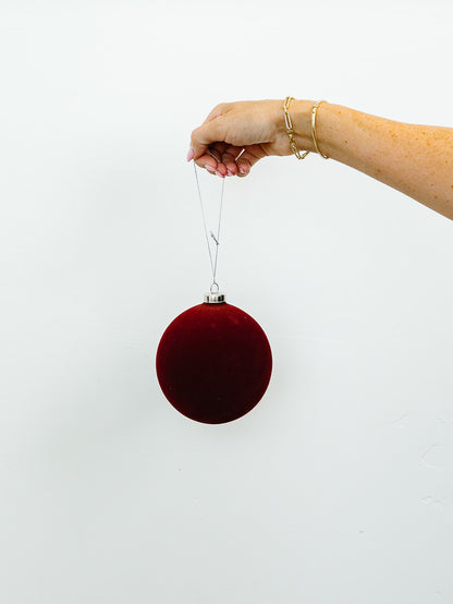Deep Red Flocked Ornament - 4.75"