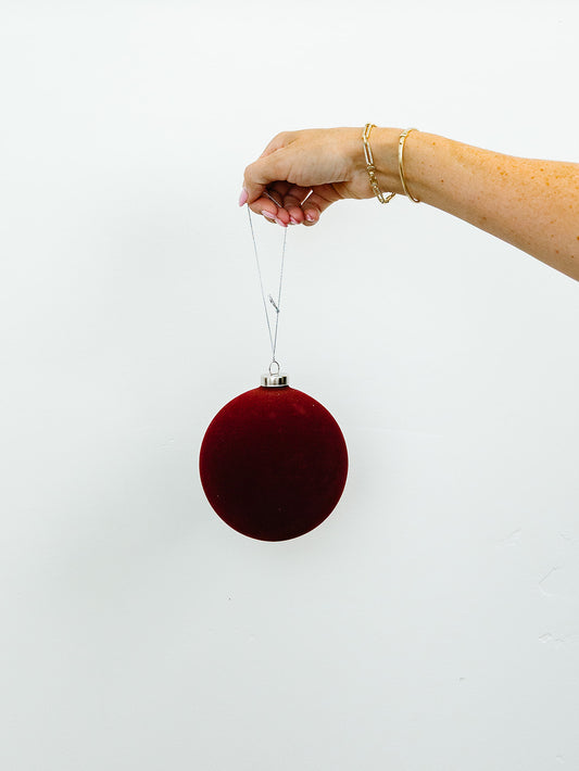 Deep Red Flocked Ornament - 4.75"