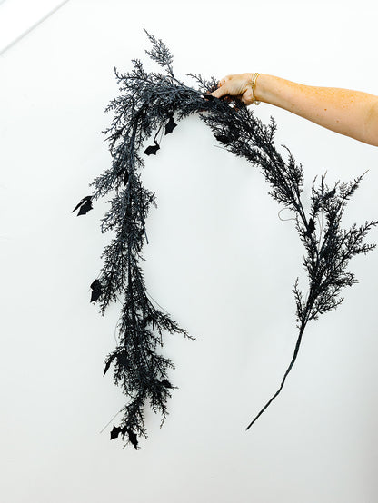 Glitter Pine and Bat Garland - 70"