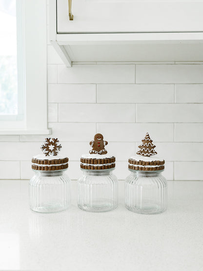 Glittered Gingerbread Topper Canister - 3 Styles