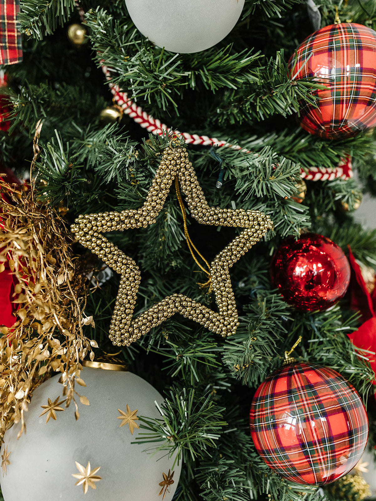 Golden Pearl Star Ornament - 6" - 2 Sizes