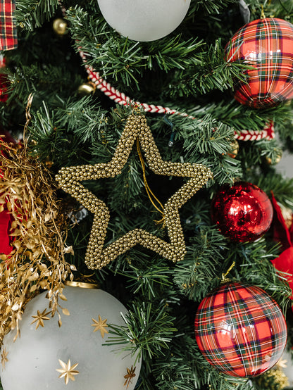 Golden Pearl Star Ornament - 6" - 2 Sizes