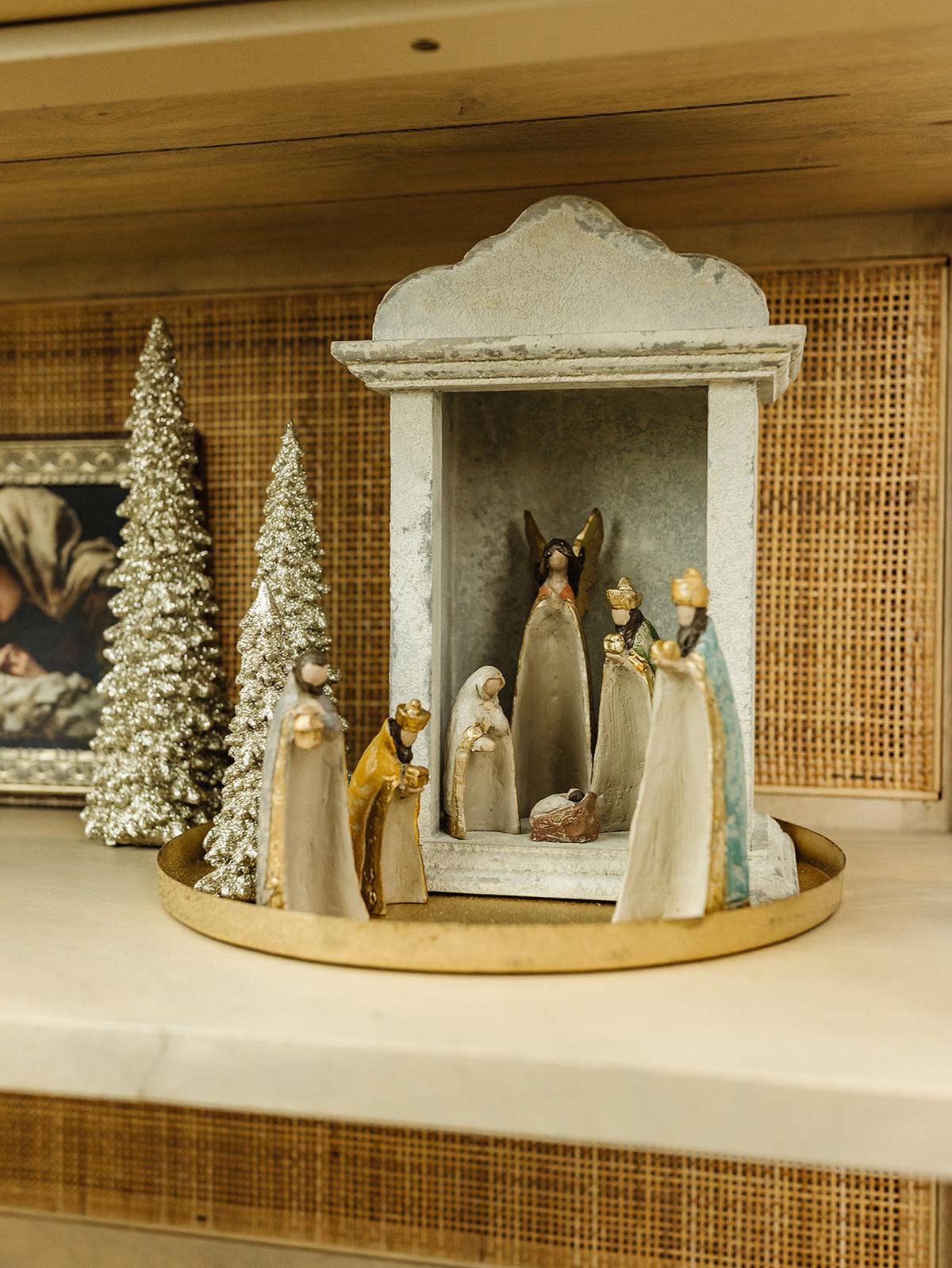 Antique Beige Nativity House - 11.75"