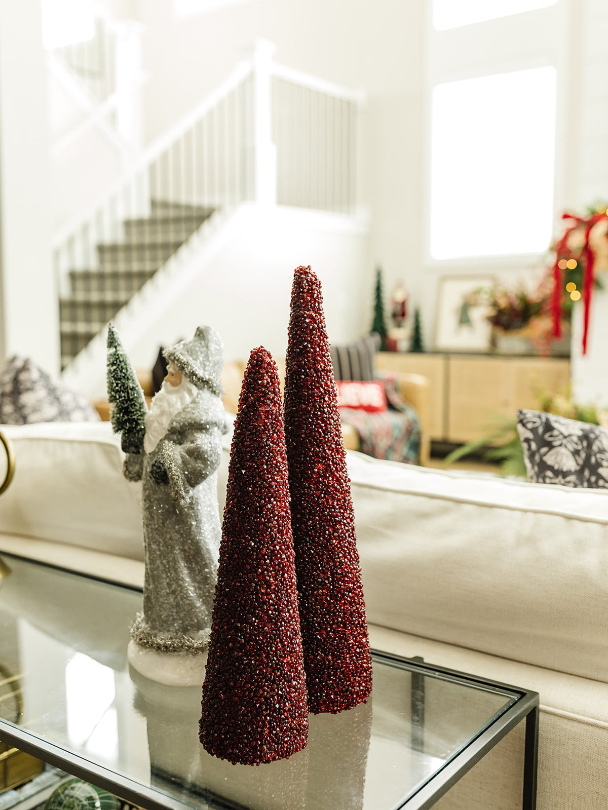 ￼ Burgundy Beaded Tree - 2 Sizes
