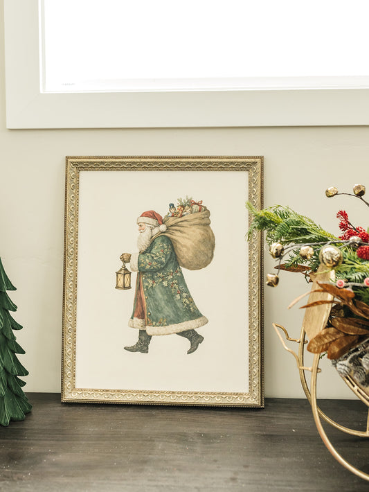 Santa with Lantern Framed Art - 3 Sizes
